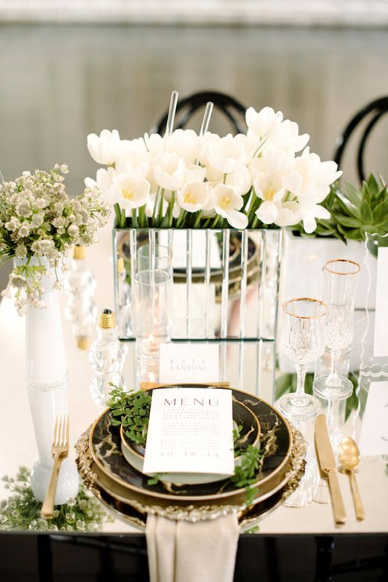 lustro dekoracja stołu weselnego